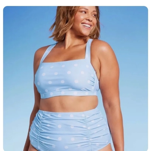 Women's Polka Dot Square Neck Bikini
Top - Kona Sol Blue - Picture 1 of 7